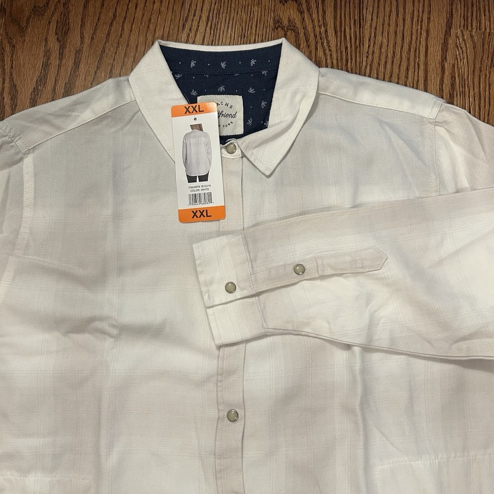 New Jachs Girlfriend New York Flannel Off White Shirt Size XXL Plaid Side Packet